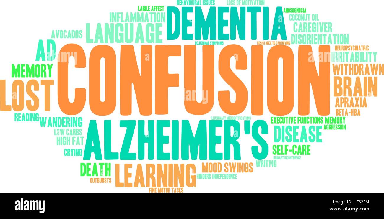 Confusione word cloud su uno sfondo bianco. Illustrazione Vettoriale