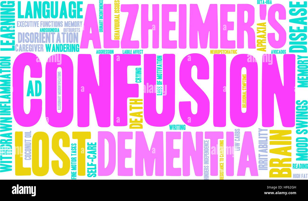 Confusione word cloud su uno sfondo bianco. Illustrazione Vettoriale