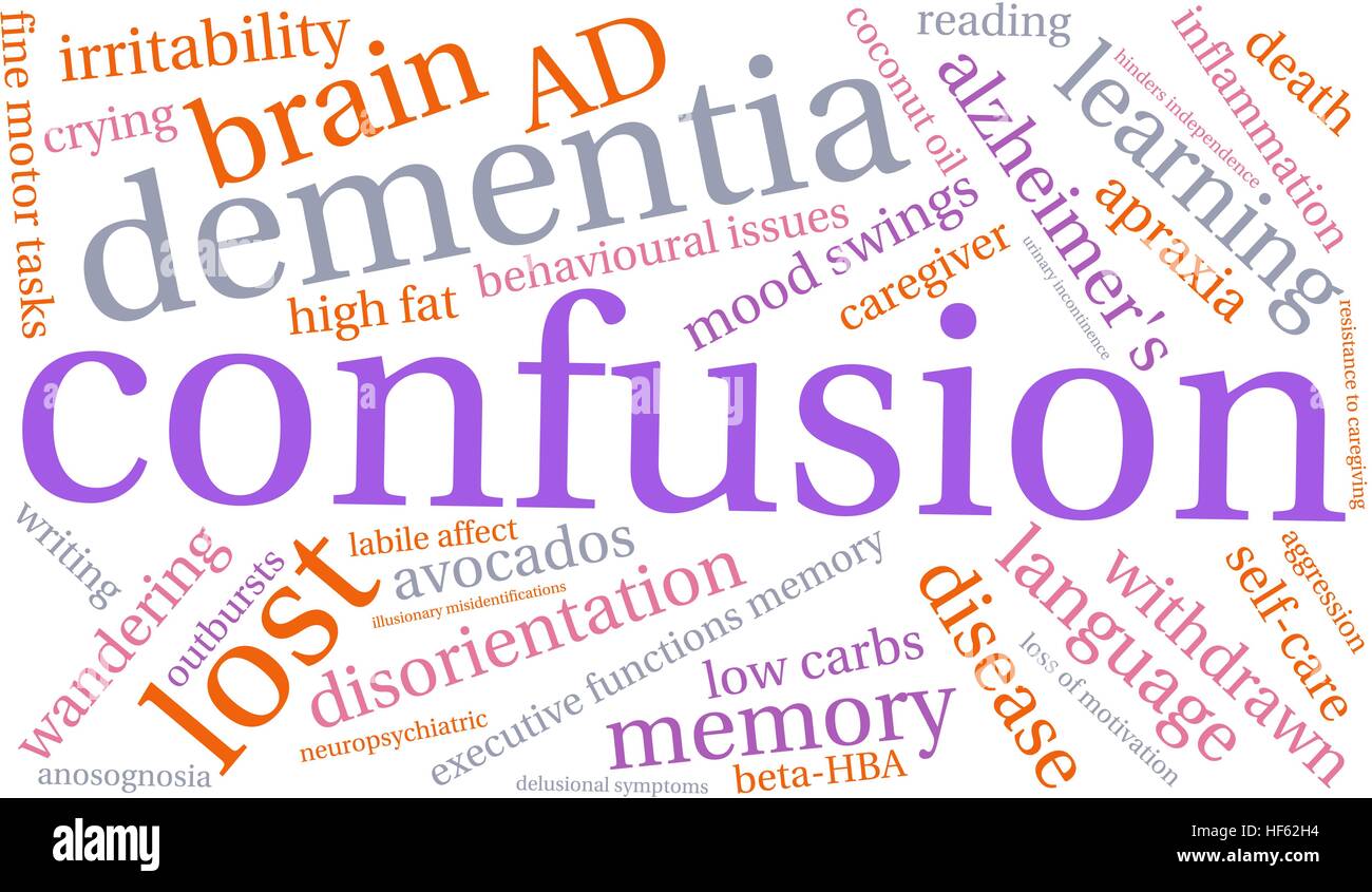 Confusione word cloud su uno sfondo bianco. Illustrazione Vettoriale