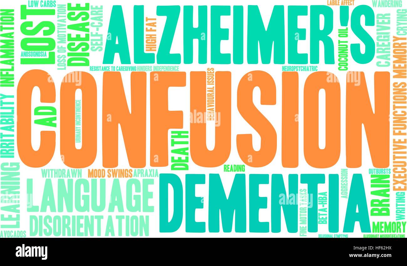 Confusione word cloud su uno sfondo bianco. Illustrazione Vettoriale