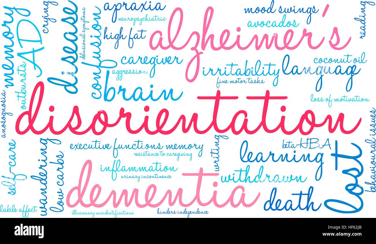 Disorientamento word cloud su uno sfondo bianco. Illustrazione Vettoriale