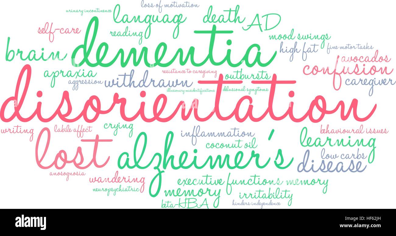 Disorientamento word cloud su uno sfondo bianco. Illustrazione Vettoriale