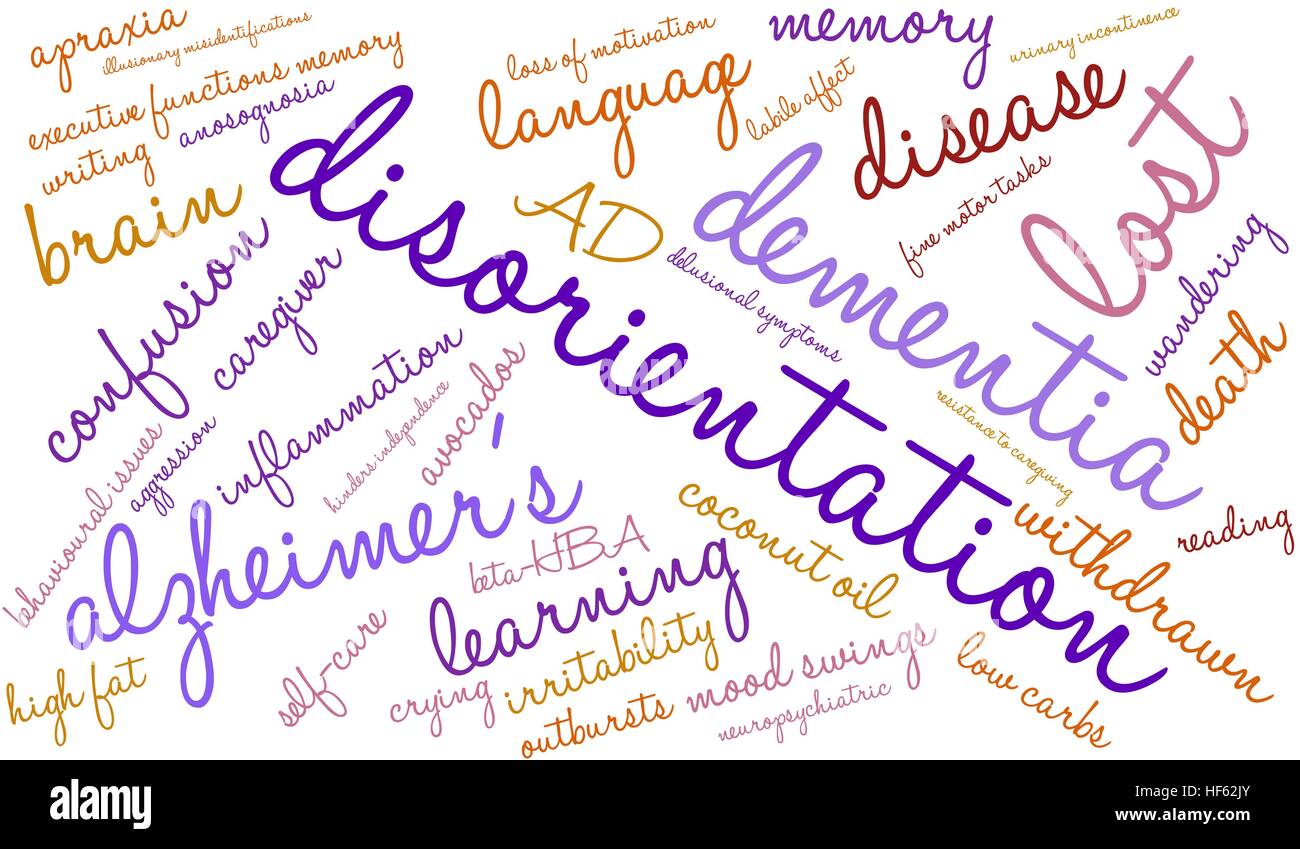 Disorientamento word cloud su uno sfondo bianco. Illustrazione Vettoriale