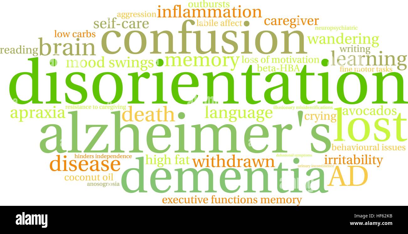 Disorientamento word cloud su uno sfondo bianco. Illustrazione Vettoriale