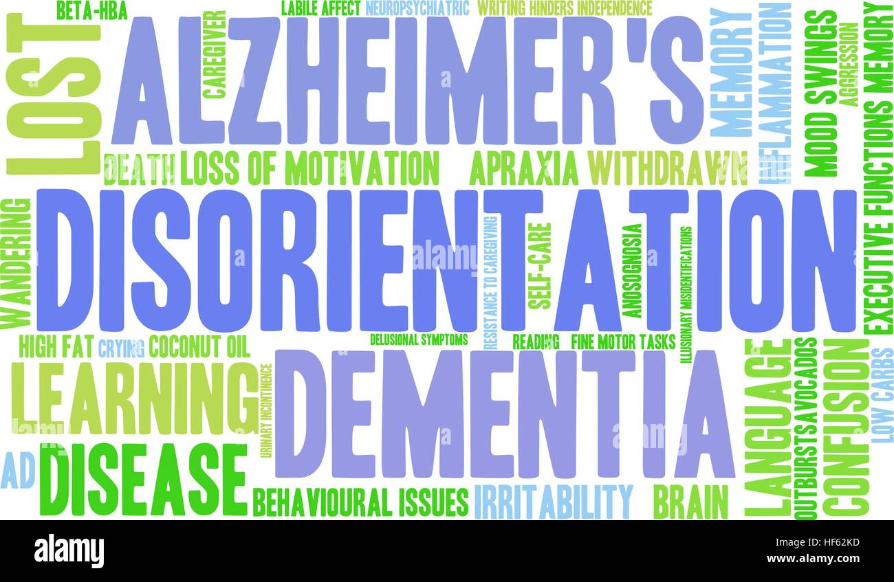 Disorientamento word cloud su uno sfondo bianco. Illustrazione Vettoriale