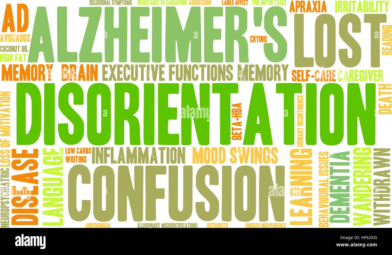 Disorientamento word cloud su uno sfondo bianco. Illustrazione Vettoriale