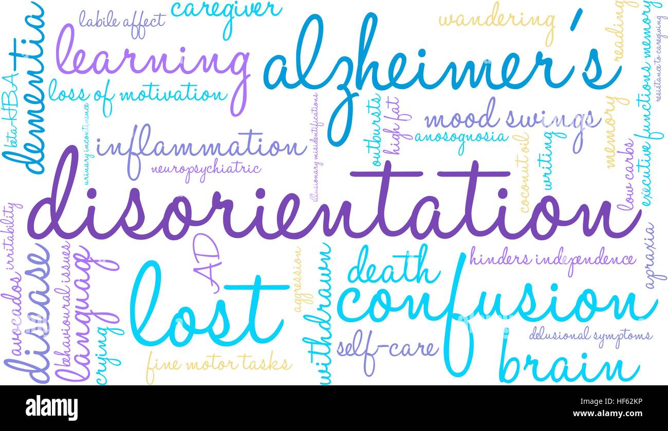 Disorientamento word cloud su uno sfondo bianco. Illustrazione Vettoriale