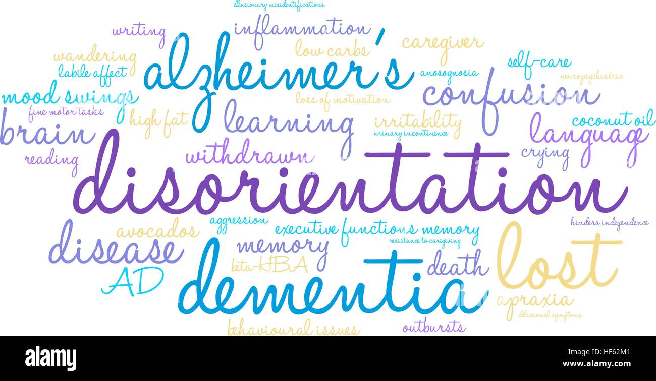 Disorientamento word cloud su uno sfondo bianco. Illustrazione Vettoriale