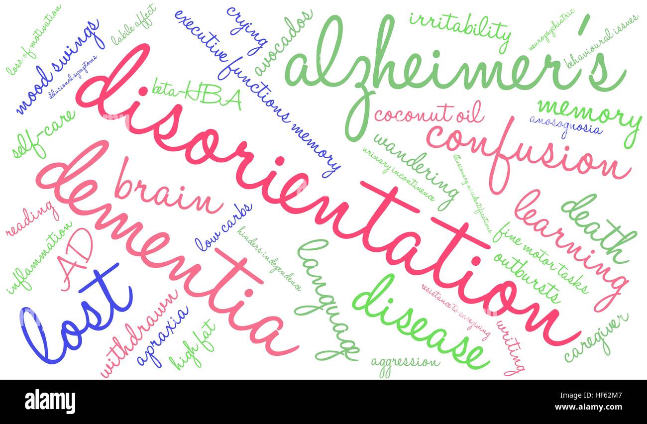 Disorientamento word cloud su uno sfondo bianco. Illustrazione Vettoriale