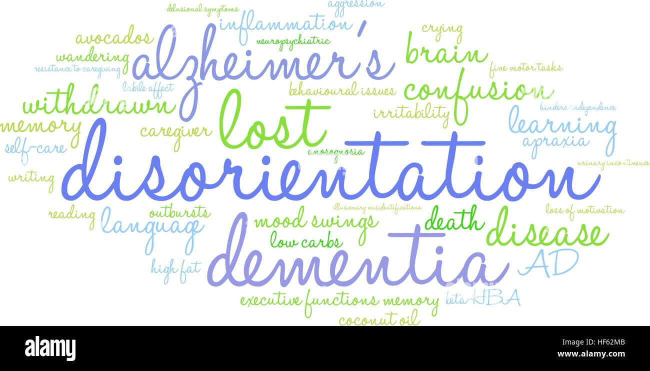 Disorientamento word cloud su uno sfondo bianco. Illustrazione Vettoriale