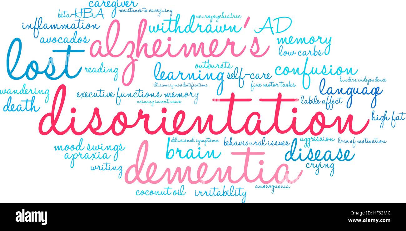 Disorientamento word cloud su uno sfondo bianco. Illustrazione Vettoriale