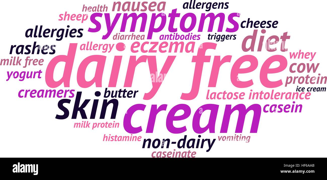 Caseificio parola libera cloud su uno sfondo bianco. Illustrazione Vettoriale