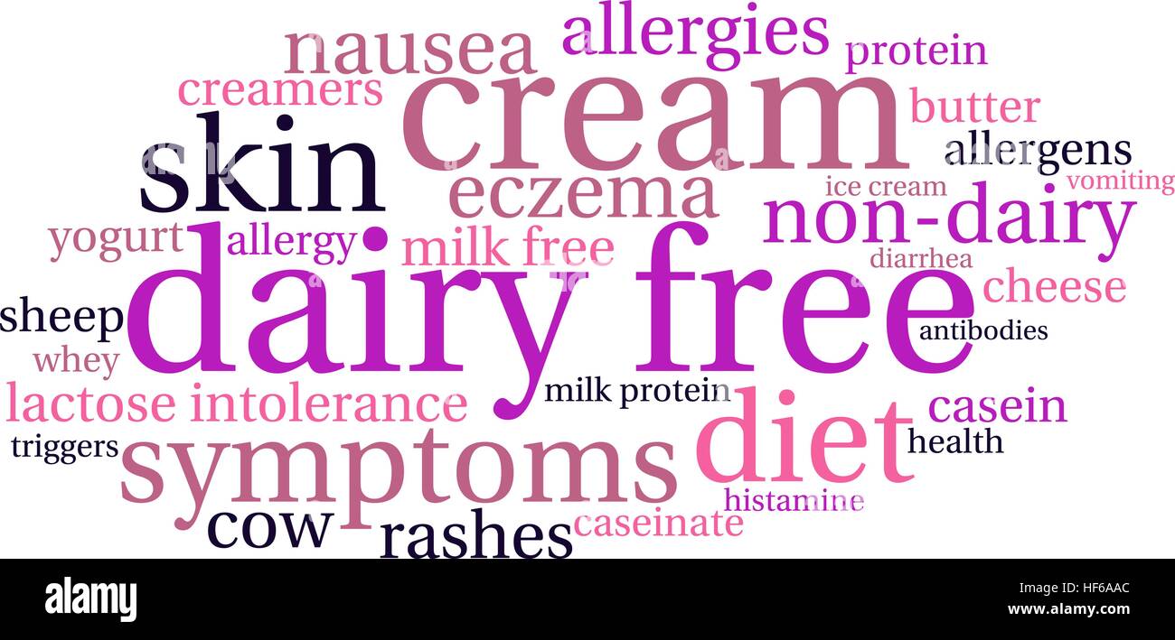 Caseificio parola libera cloud su uno sfondo bianco. Illustrazione Vettoriale