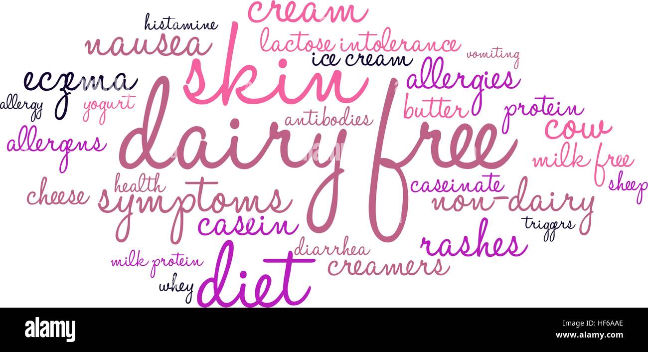 Caseificio parola libera cloud su uno sfondo bianco. Illustrazione Vettoriale