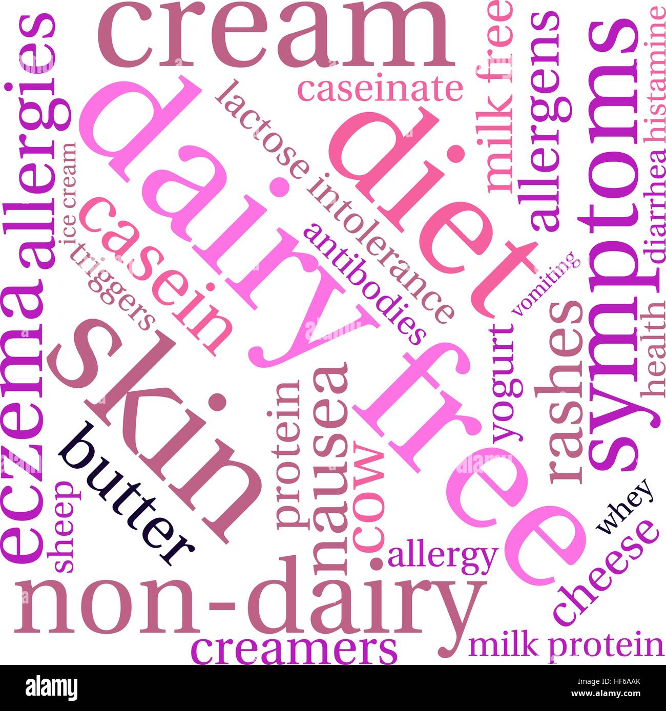 Caseificio parola libera cloud su uno sfondo bianco. Illustrazione Vettoriale