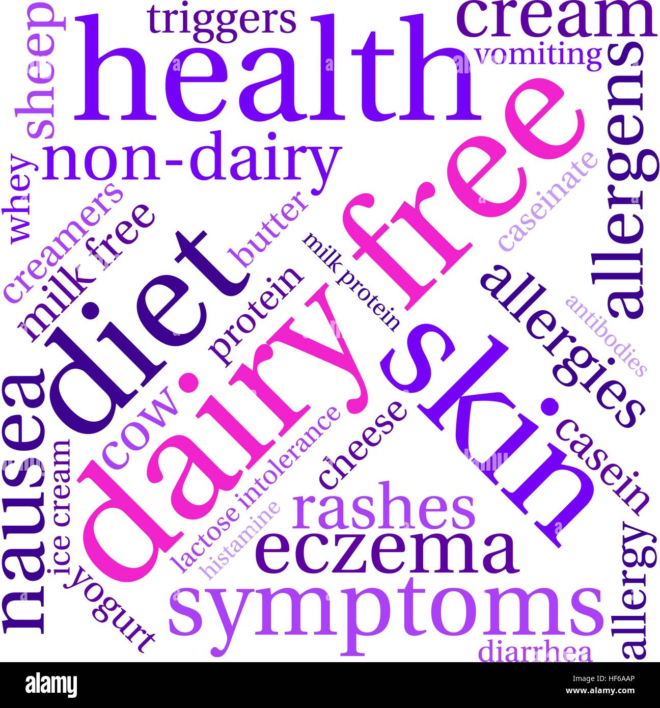 Caseificio parola libera cloud su uno sfondo bianco. Illustrazione Vettoriale