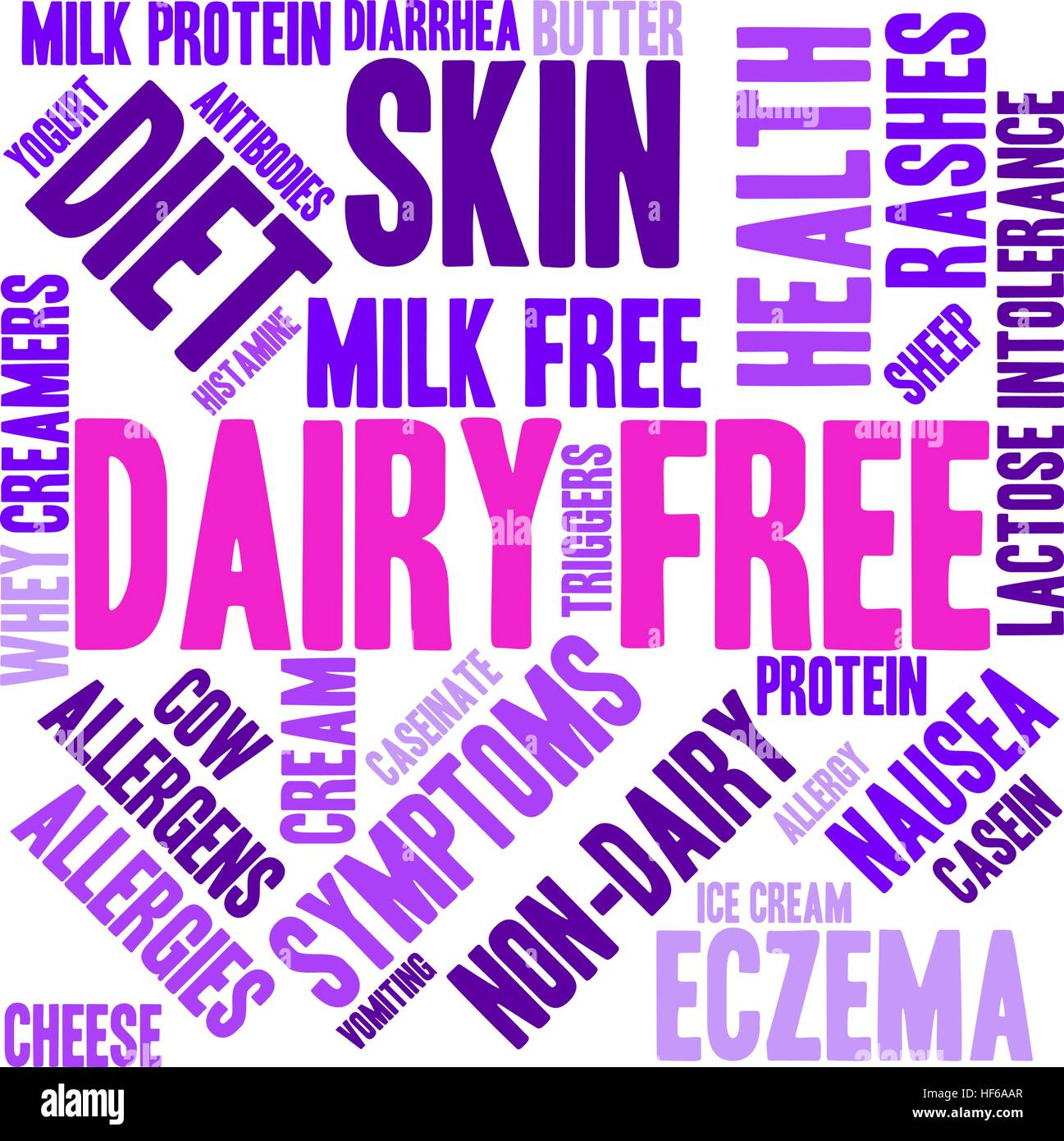 Caseificio parola libera cloud su uno sfondo bianco. Illustrazione Vettoriale