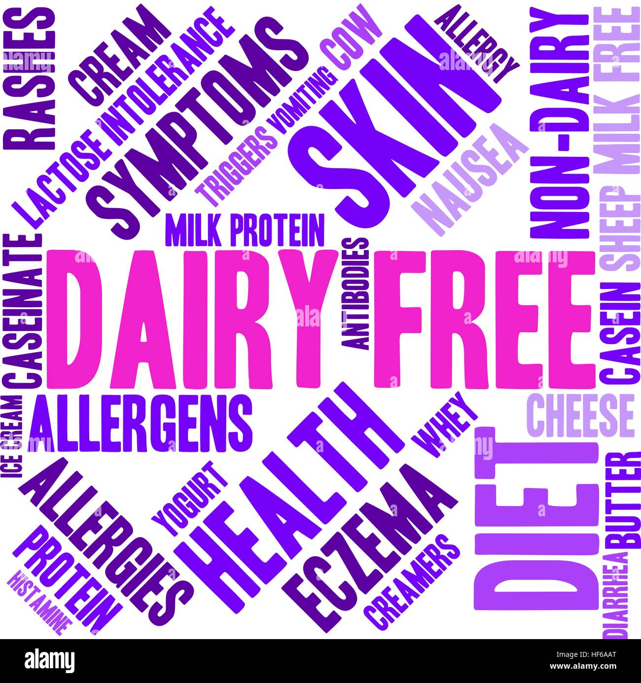 Caseificio parola libera cloud su uno sfondo bianco. Illustrazione Vettoriale