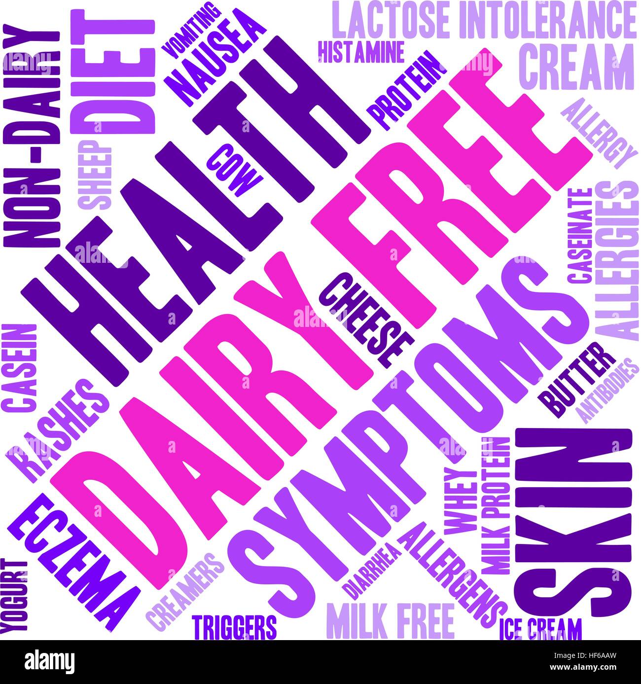 Caseificio parola libera cloud su uno sfondo bianco. Illustrazione Vettoriale