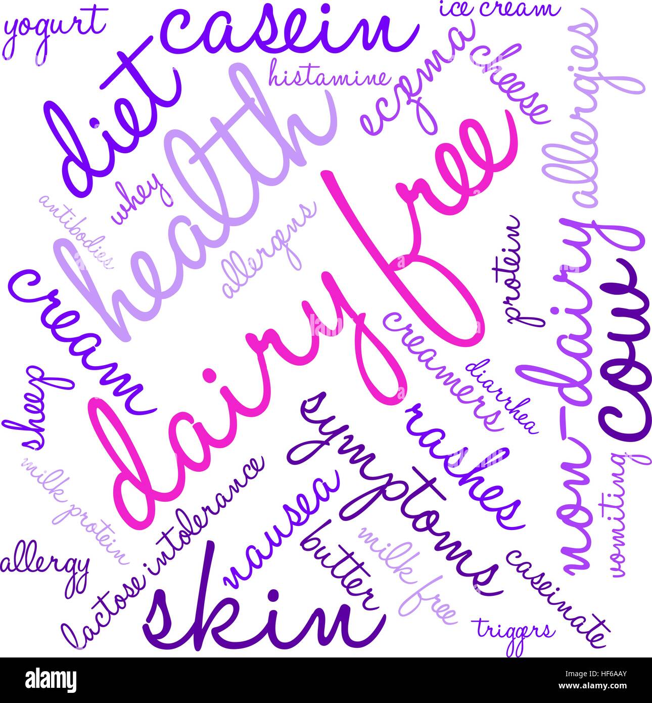 Caseificio parola libera cloud su uno sfondo bianco. Illustrazione Vettoriale