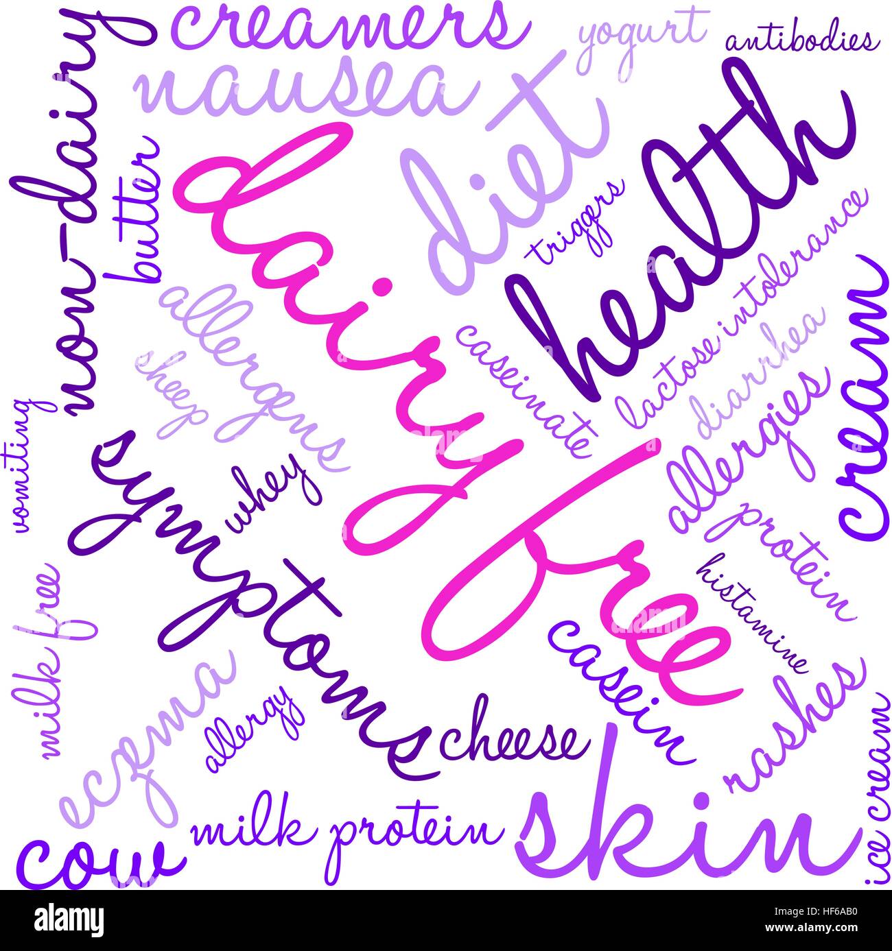 Caseificio parola libera cloud su uno sfondo bianco. Illustrazione Vettoriale