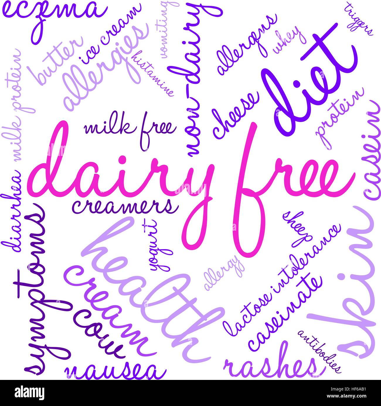 Caseificio parola libera cloud su uno sfondo bianco. Illustrazione Vettoriale