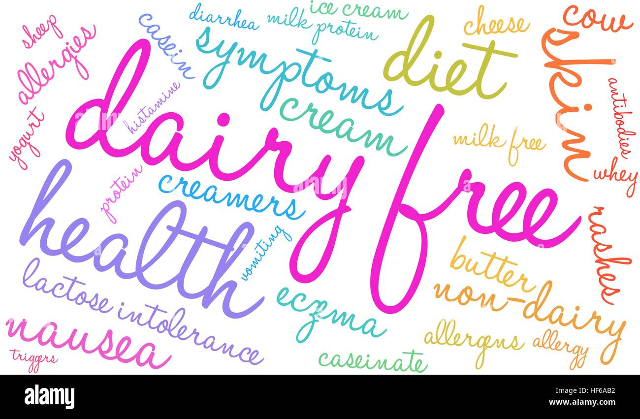 Caseificio parola libera cloud su uno sfondo bianco. Illustrazione Vettoriale