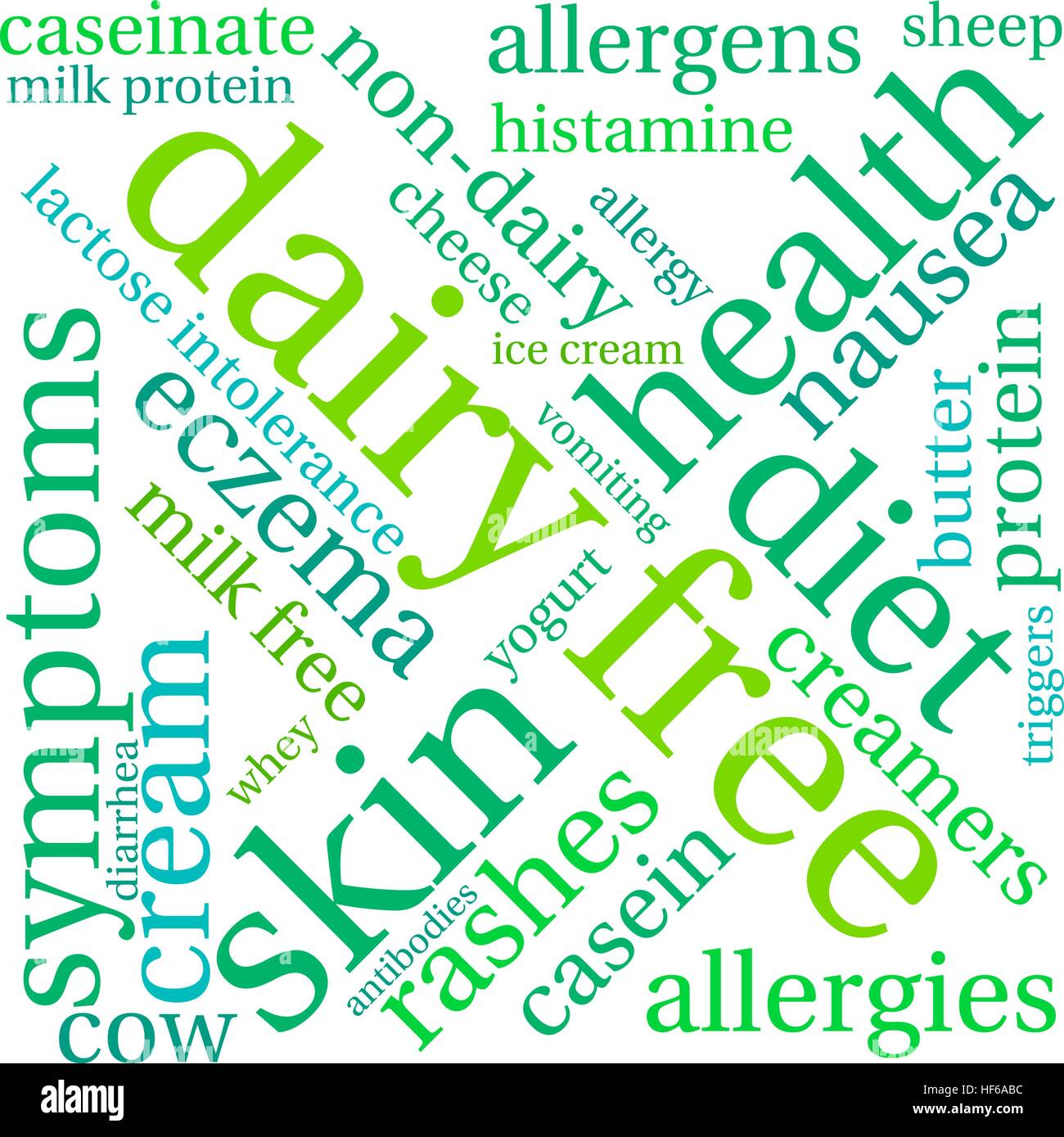 Caseificio parola libera cloud su uno sfondo bianco. Illustrazione Vettoriale