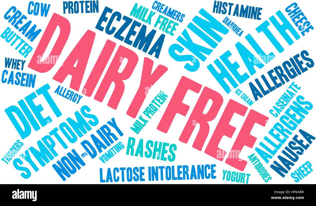 Caseificio parola libera cloud su uno sfondo bianco. Illustrazione Vettoriale