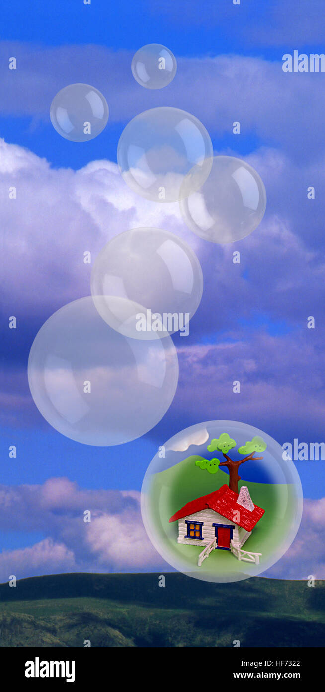 Alloggiamento bolla o aumentando i costi per l'ipoteca, interessi o di assicurazione. Foto Stock