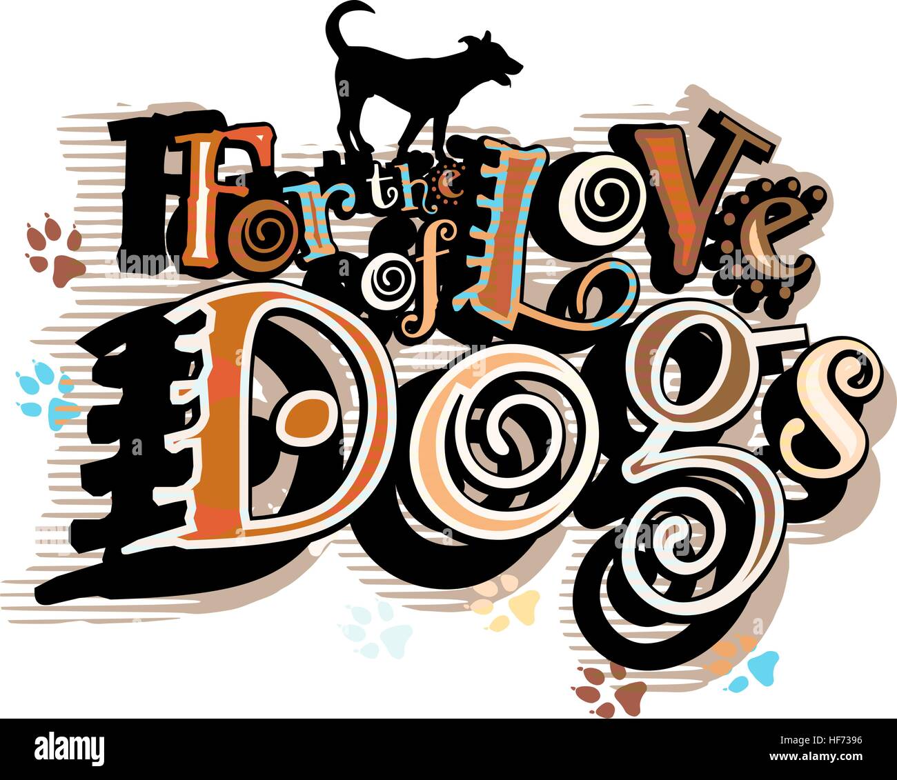 Illustrazione vettoriale di un cane che ama slogan Illustrazione Vettoriale