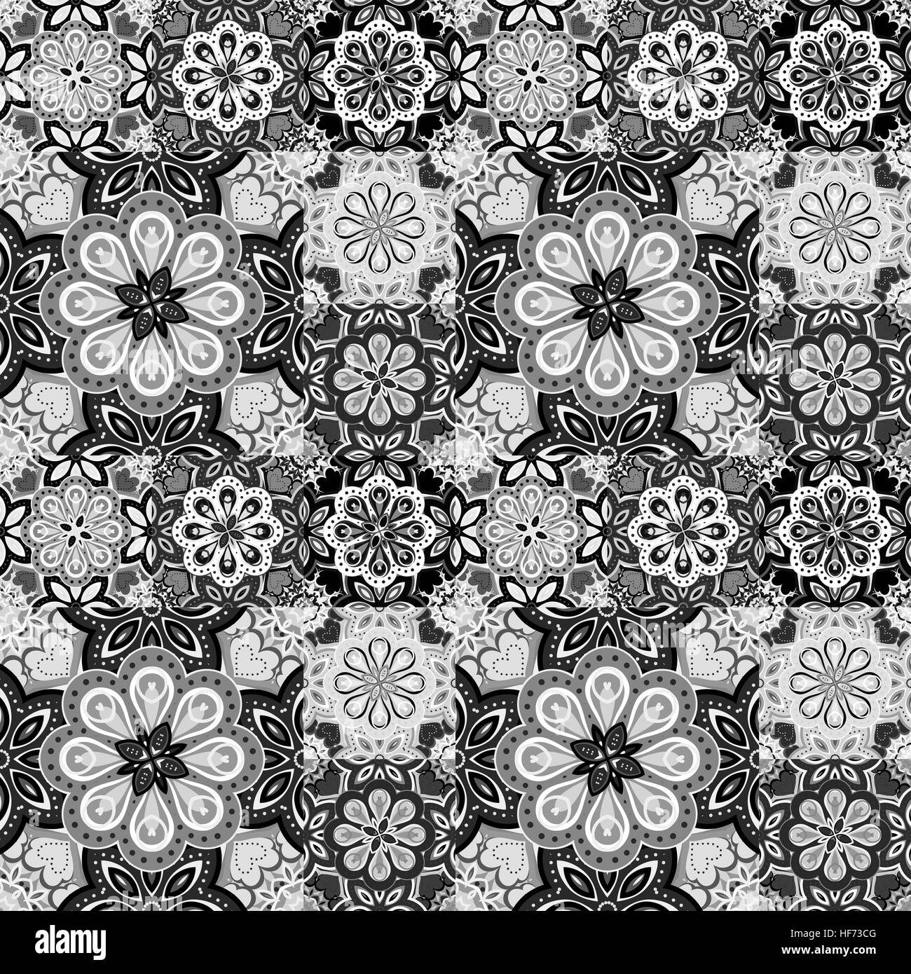 Seamless pattern su piastrelle in maiolica, arabo, verde, arancio, vettore Illustrazione Vettoriale