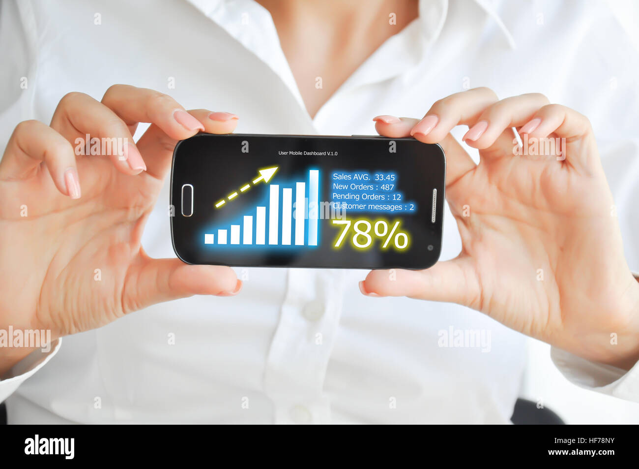 Dispositivo mobile dashboard di vendita o interfaccia per monitorare il tuo business online Foto Stock