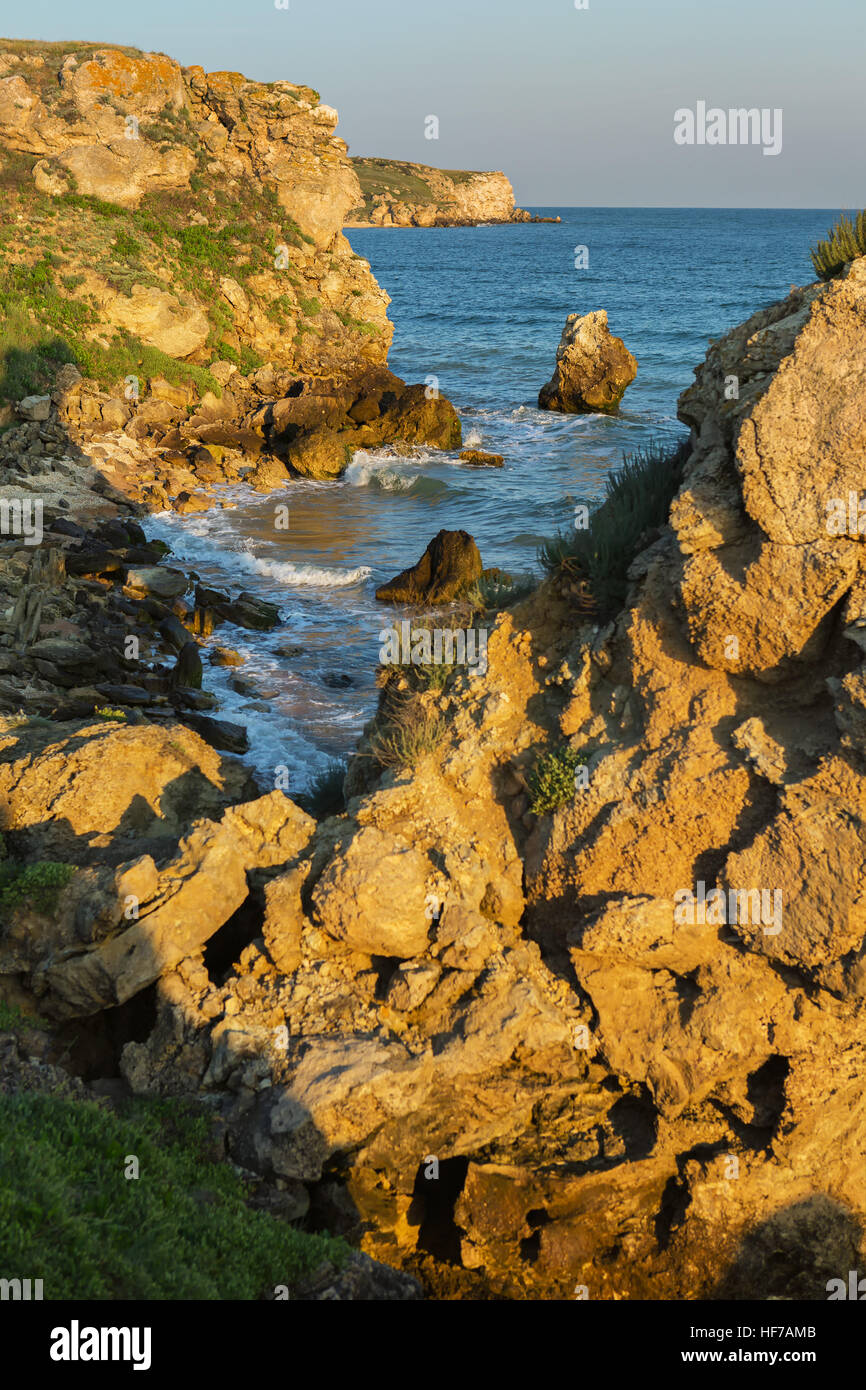 Generali beach all'alba. Regionale Karalar landscape park in Crimea. Foto Stock