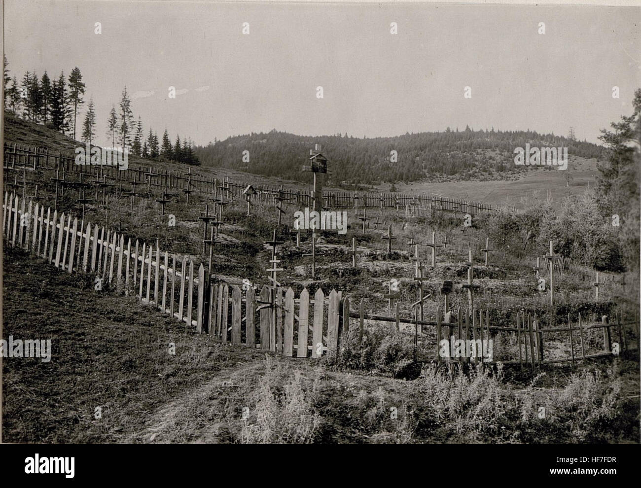 Questo album della prima guerra mondiale contiene una documentazione fotografica del fronte europeo, che mostra i metodi di indagine militare e l'impatto della guerra nel 1914-1918. Foto Stock