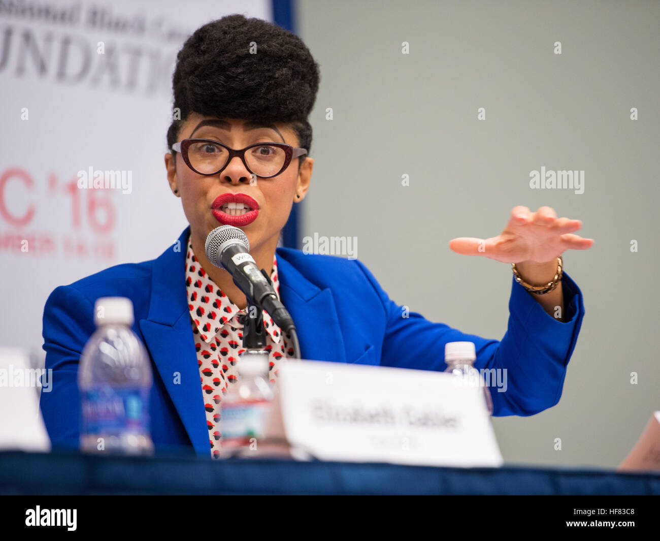 Il Dr. Knatokie Ford ha moderato un panel sulla parità di genere in STEM all'Annual legislative Congress, dove l'amministratore della NASA Charles Bolden ha evidenziato i contributi della matematica Katherine Johnson e il film "Hidden Figures". Foto Stock