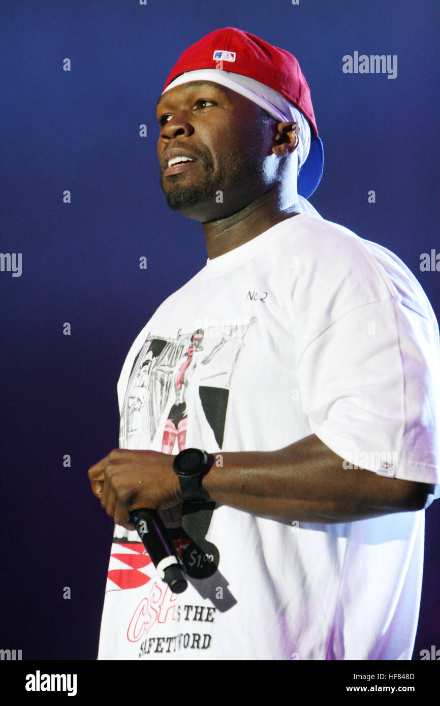 Cracovia in Polonia - Agosto 20, 2009: Coke Live Festival, o/p 50 Cent Foto Stock