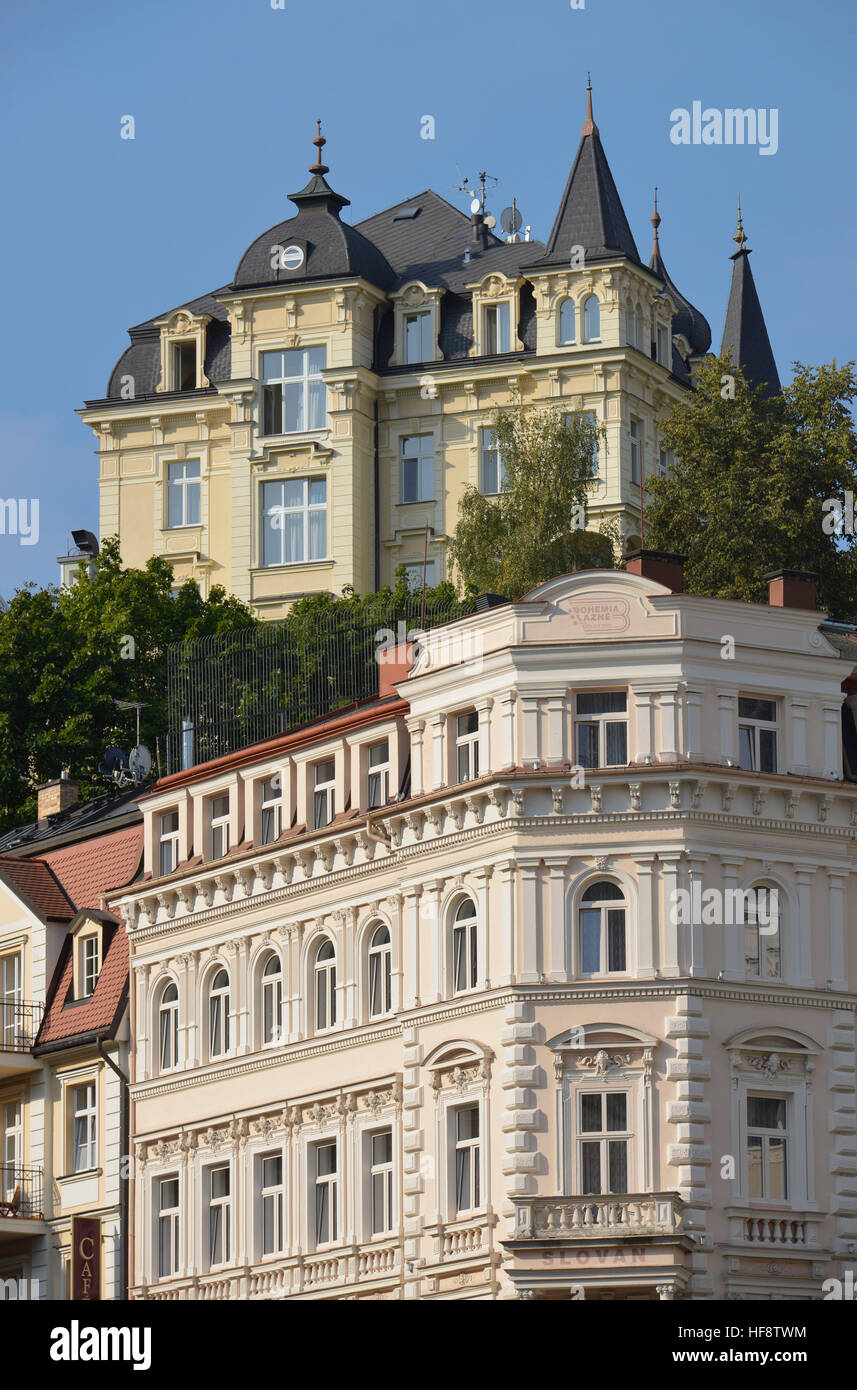 Altbauten, Kurzentrum, Karlsbad, Tschechien, vecchi edifici, health resort center, Karl il bagno, Cechia Foto Stock