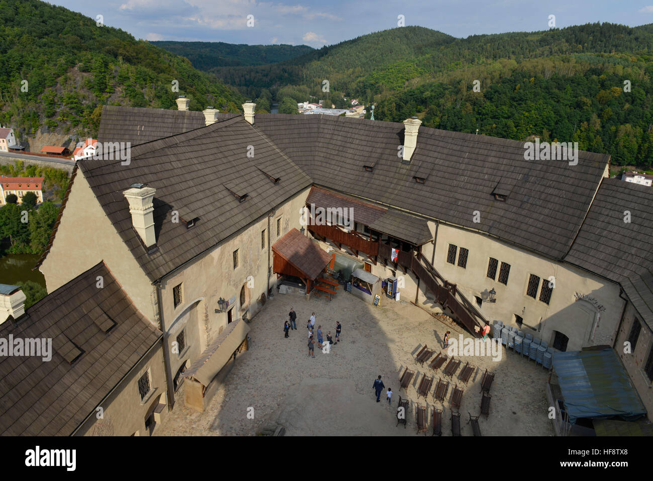 Innenhof, Burg, Loket, Tschechien, cortile interno, castello, Cechia Foto Stock