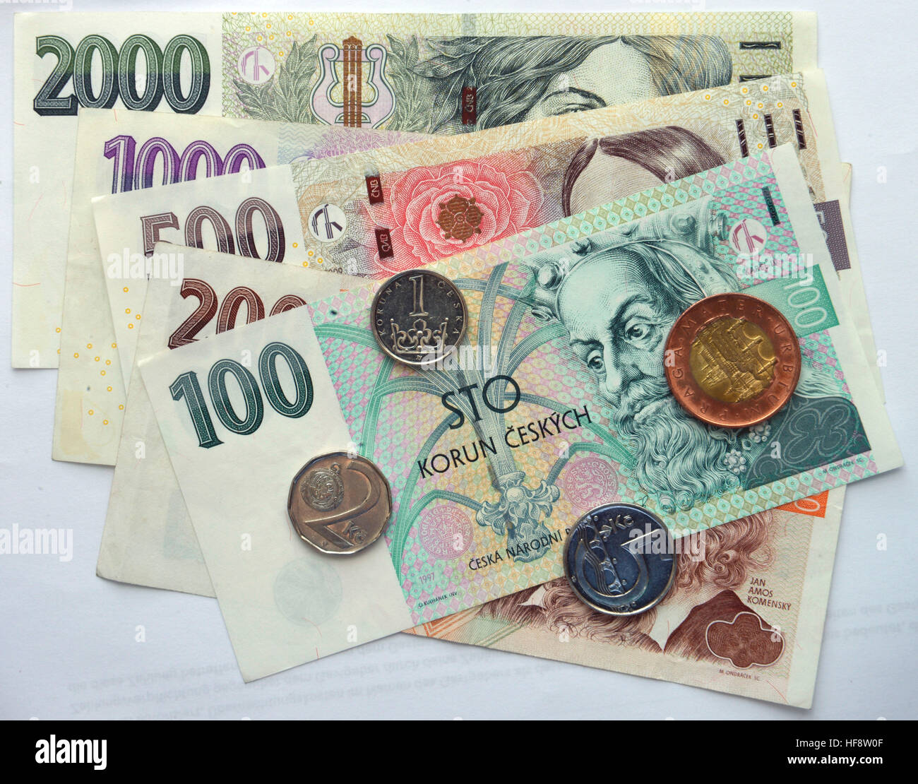 Geld, Tschechien, denaro, Cechia Foto Stock