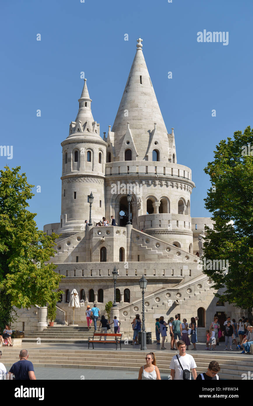 Fischerbastei, Burgberg, Budapest, Ungarn, pesca bastione, Castle Mountain, Ungheria Foto Stock