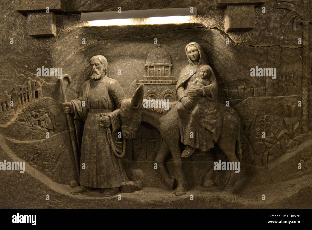 Die Flucht nach Aegypten ha, Kapelle der Heiligen Kunigunde, Salzbergwerk, Wieliczka, Polen, la fuga in Egitto, la cappella del Santo Kunigunde, miniera di sale Foto Stock