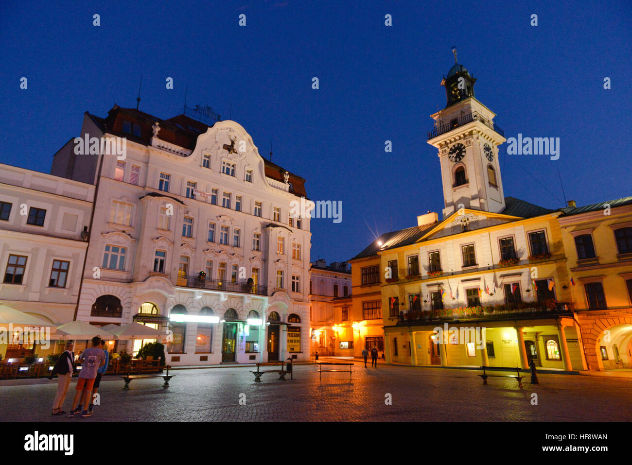 Il Rathaus, Marktplatz, Cieszyn, Polen, Municipio marketplace, Polonia Foto Stock