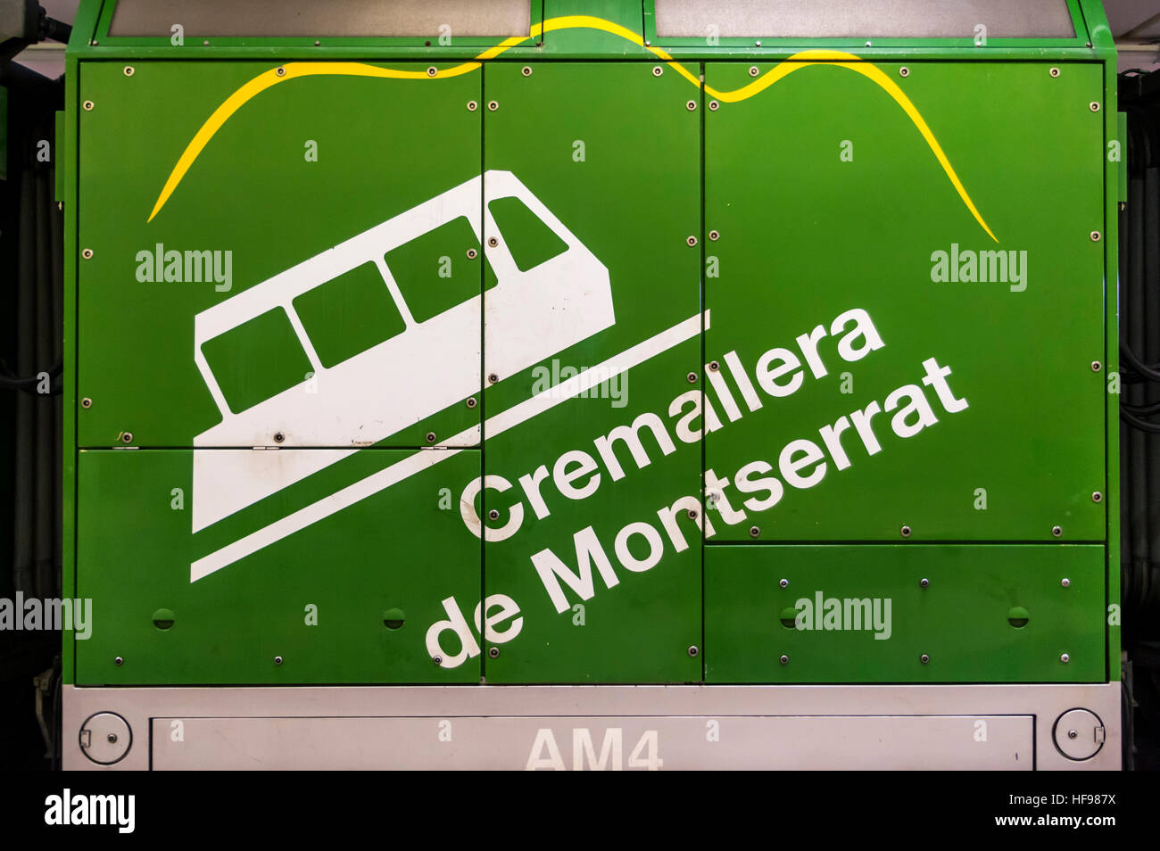 Logo della Cremallera de Montserrat ferrovia a cremagliera. Foto Stock