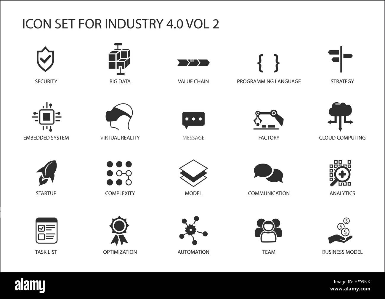 Icona riutilizzabili impostato per l industria 4.0 Illustrazione Vettoriale