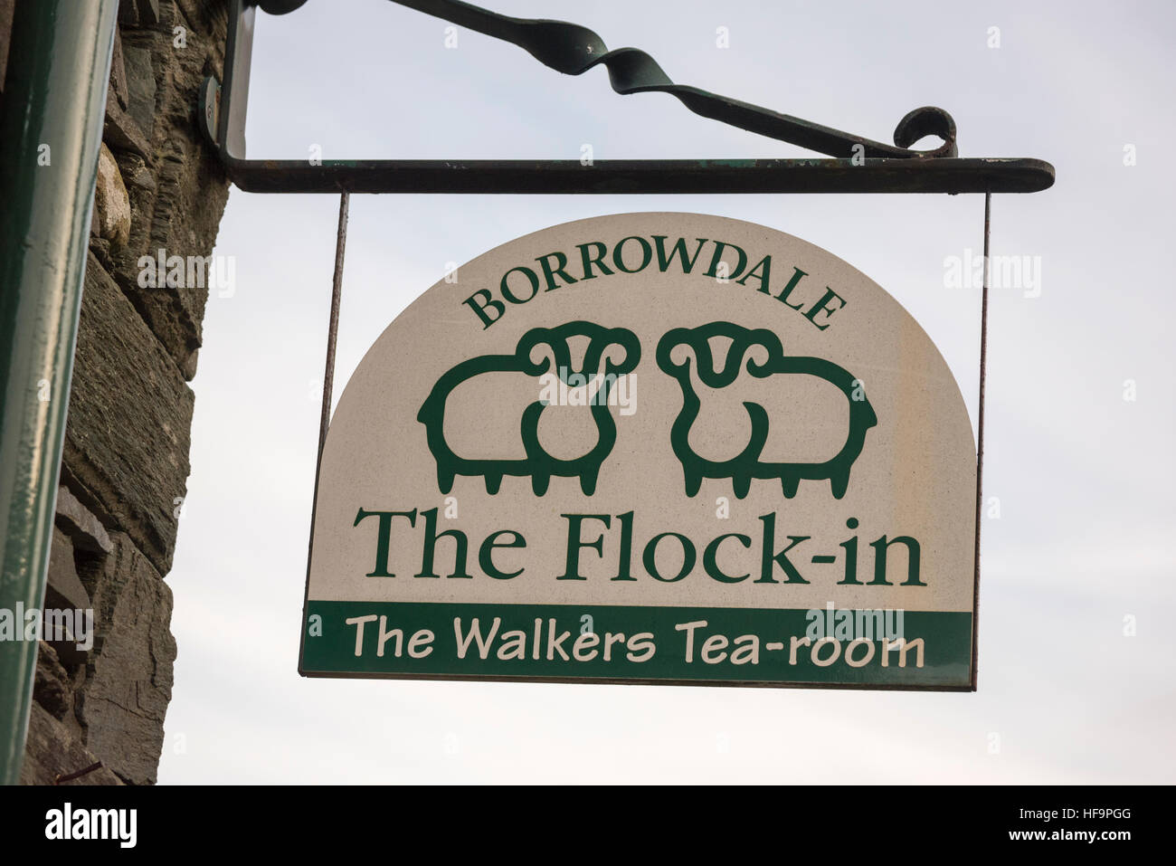 Un segno per il gregge in walkers sala da tè e caffè a Borrowdale Lake District Cumbria Regno Unito Foto Stock