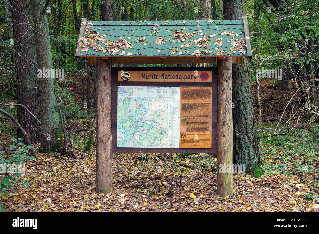 Scheda Informazioni nel Müritz Parco Nazionale / Müritz Nationalpark, Meclemburgo-Pomerania, Germania Foto Stock