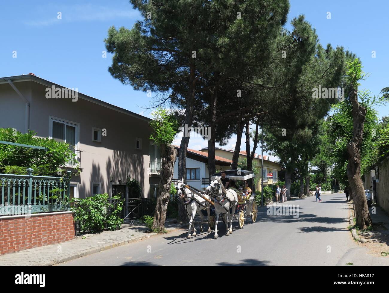 Carrozza a cavallo su Buyukada Island - parte del principe isole - nei pressi di Istanbul, Turchia Foto Stock