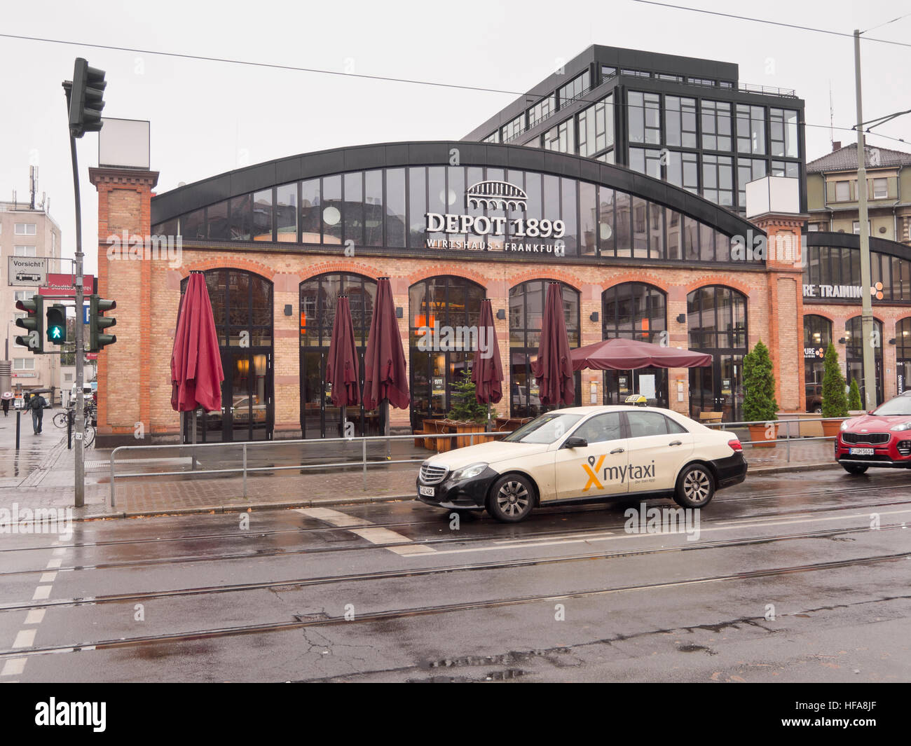 Depot 1899 ristorante in Bruckenstrasse, Frankfurt am Main Germania nel rinnovato il tram maneggio Foto Stock