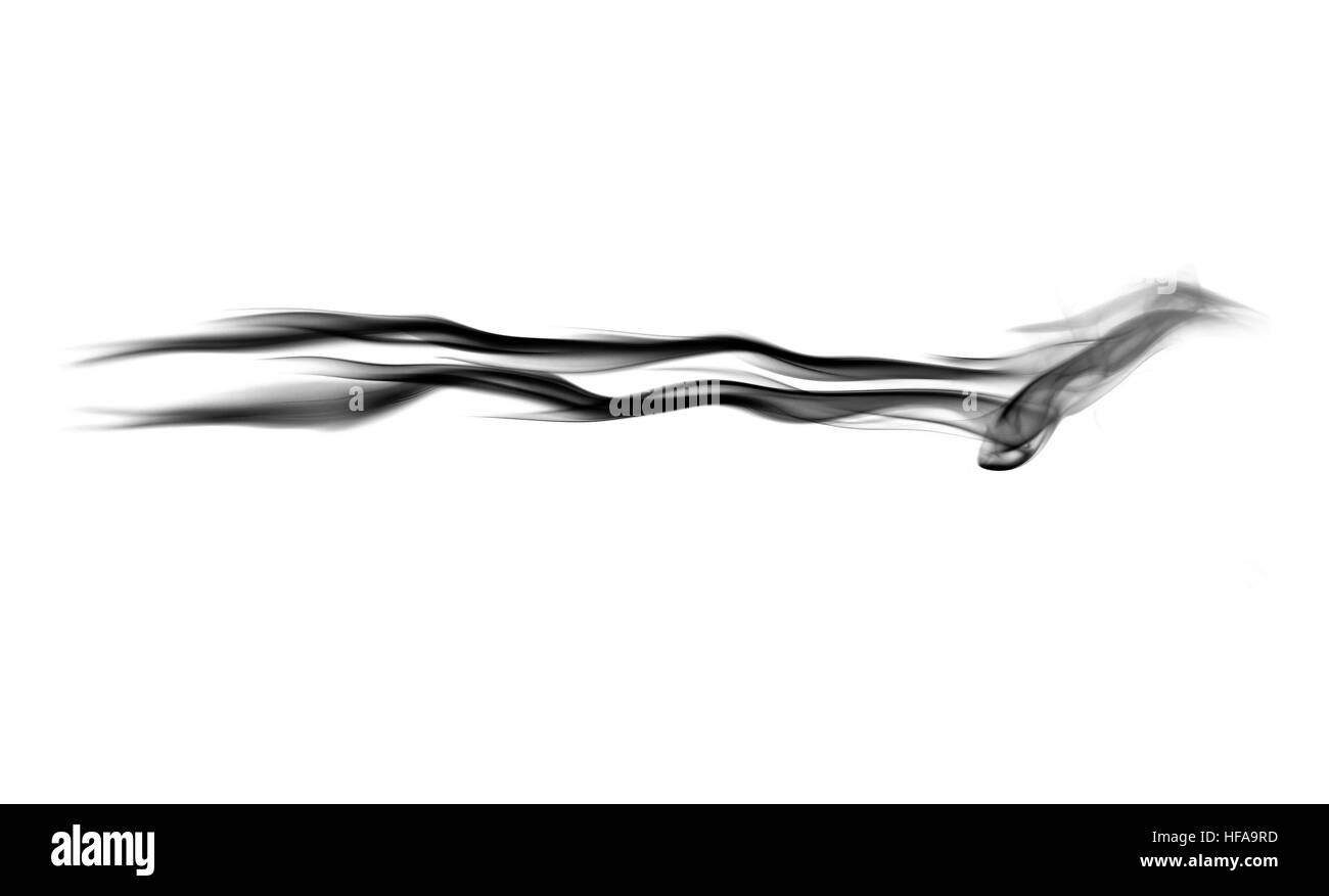 Sentiero di fumo isolato su bianco Foto Stock